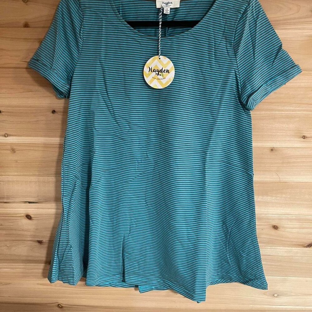 Blue Striped Short Sleeve Top - Hayden LA
